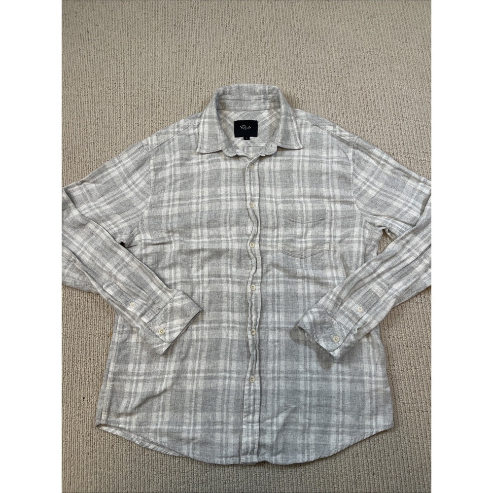 Rails Men's Large Lennix Shirt Lightweight Brushed Flannel Gray Aluminum Plaid